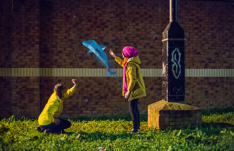Urbanimals to projekt interaktywnych instalacci wizualnych wyświetlanych na pustych powierzchniach miasta. Nagrodzony w konkursie Playable City Awards 2015. Fot. LAX laboratory for architectural experiments Światy magiczne: jak architektura może zaskakiwać, intrygować i inspirować
