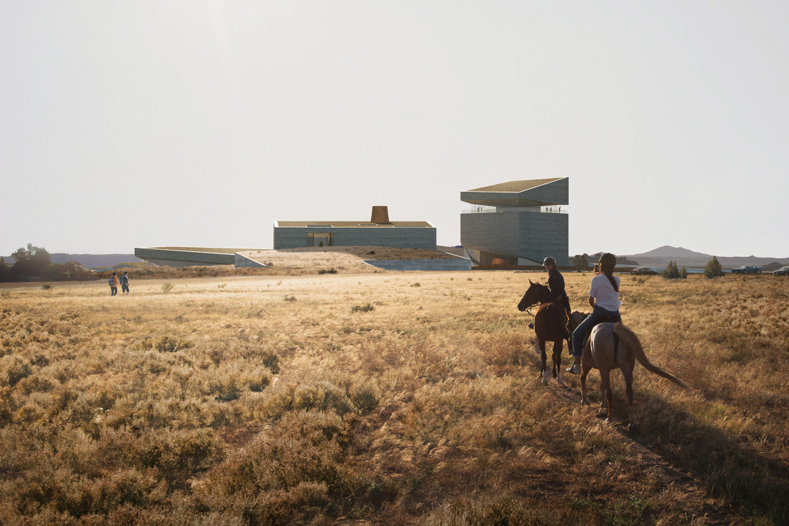Projekt Biblioteki Prezydenckiej im. Theodore'a Roosevelta. Wiz. Mat. prasowe Henning Larsen Biblioteka prezydencka w sercu parku narodowego. To nowa koncepcja od Henning Larsen