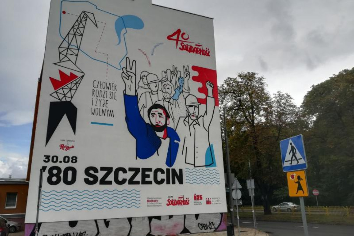 Fot. www.szczecin.eu W Szczecinie odsłonięto jubileuszowy mural Solidarności