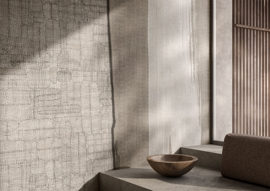 Projektanci marki Glamora wskazują technikę washi właśnie, jako główną inspirację przy tworzeniu najnowszej kolekcji marki – Collection XI. Wielkoformatowe tapety z najnowszej kolekcji wydają się prześwitywać, fot. mat. prasowe Ta najnowsza kolekcja grafik ściennych to ukłon w stronę japońskiej sztuki