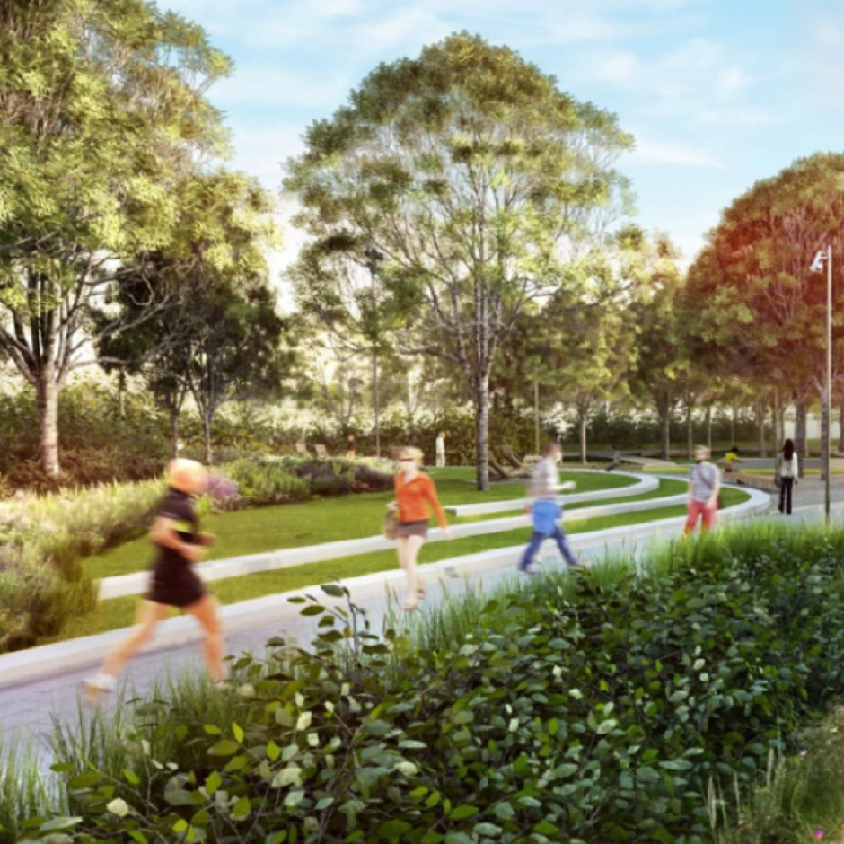 Park Linearny Suwak - początek prac budowlanych zaplanowano na trzeci kwartał 2022 r., a ich zakończenie na lato 2023 r., fot. UM Warszawa