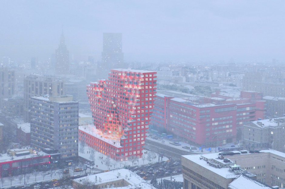 Wśród zawieszonych projektów MVRDV jest kompleks RED 7, który miał powstać w Moskwie. fot. mat. prasowe MVRDV