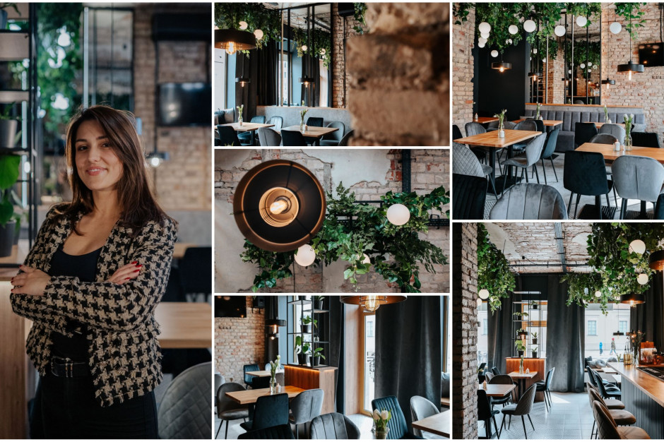 Oryginalna cegła, surowy strop, naturalne materiały i zieleń. Restauracja 