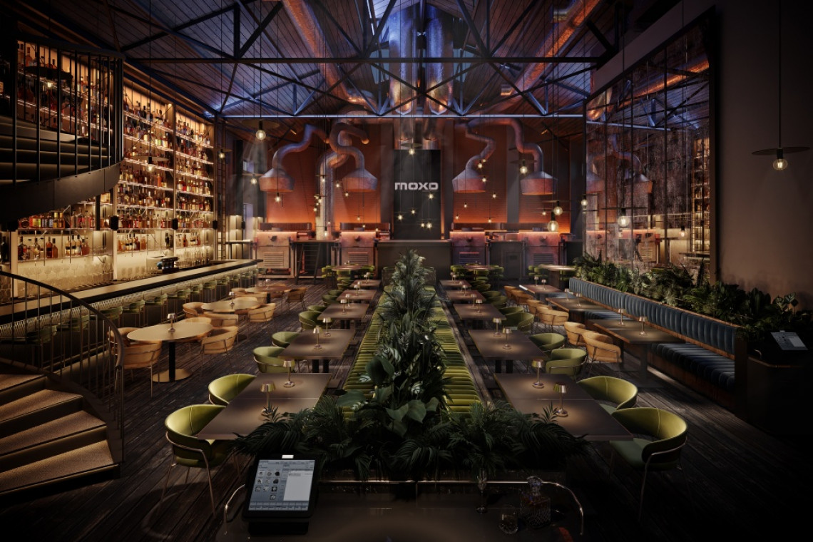 Hybryda klubu muzycznego i restauracji w zrewitalizowanym XIX-wiecznym budynku. Oto Moxo projektu PRC Design