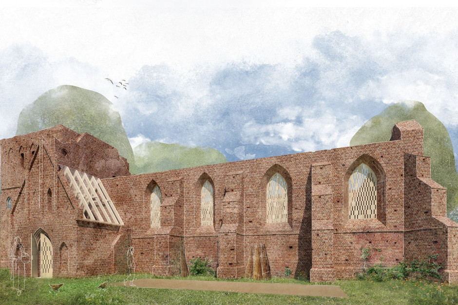 W ramach pracy licencjackiej studentka gdańskiej ASP, Urszula Krauze, stworzyła projekt rewitalizacji ruin gotyckiego kościoła w Steblewie, fot. mat. pras.