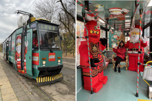 Na ulice Warszawy wyjechał świąteczny tramwaj LEGO. Kursuje między sklepami duńskiej marki