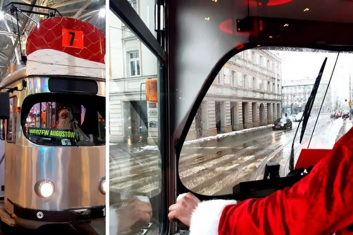 Mikołaje wożą łodzian. Podróż z MPK Łódź w świątecznym nastroju, fot. UM Łódź Mikołaj wozi mieszkańców Łodzi. I to nie tylko w świątecznym tramwaju