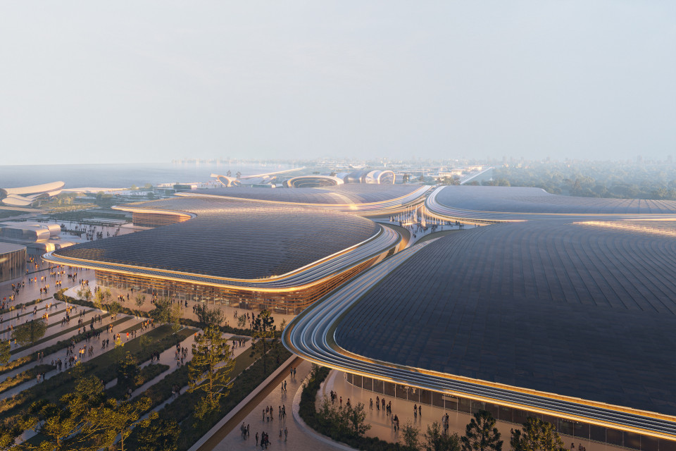 Na dachach pawilonów EXPO 2030 w Odessie ma się pojawić fotowoltaika, wiz. Norviska / mat. prasowe Zaha Hadid Architects