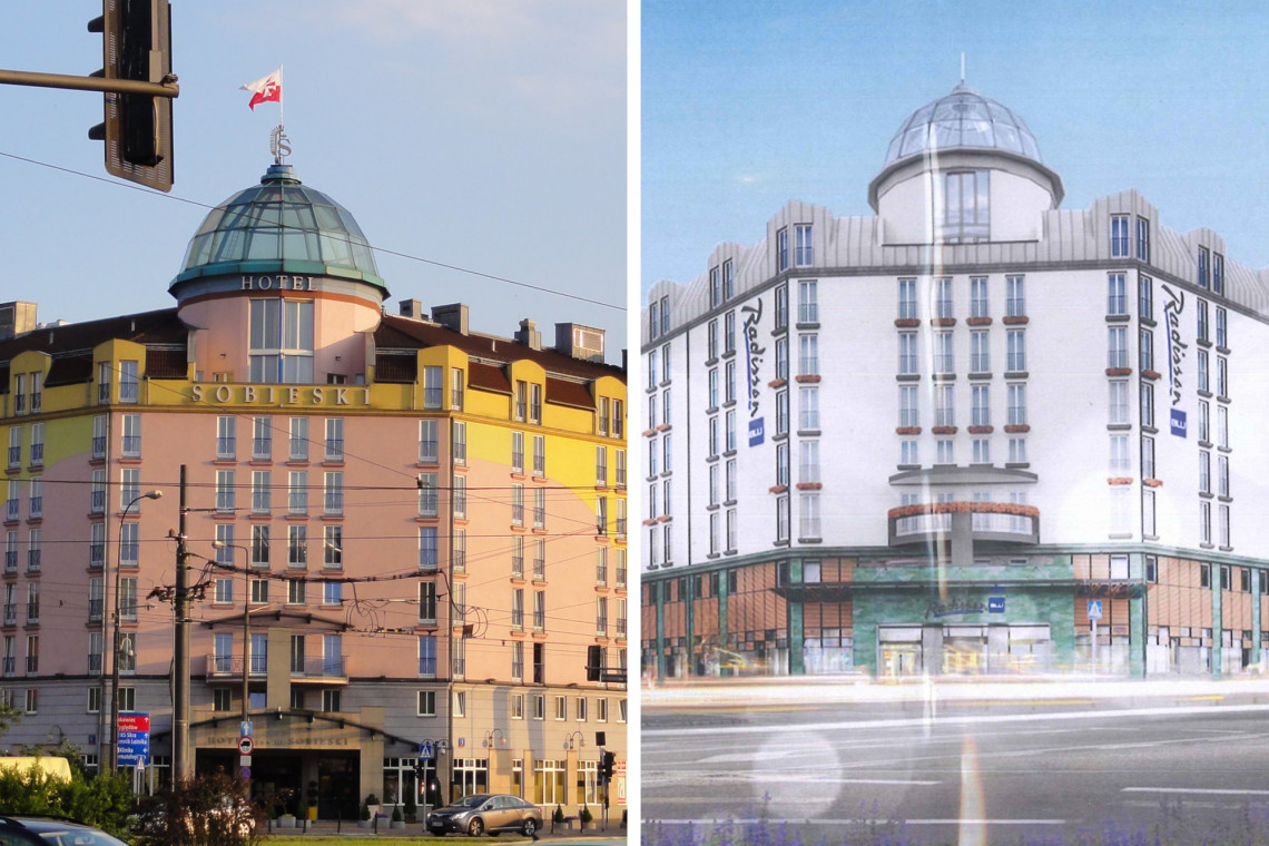 Kultowy Hotel Sobieski w Warszawie w nowym wydaniu. To koniec z postmodernistyczną elewacją?
