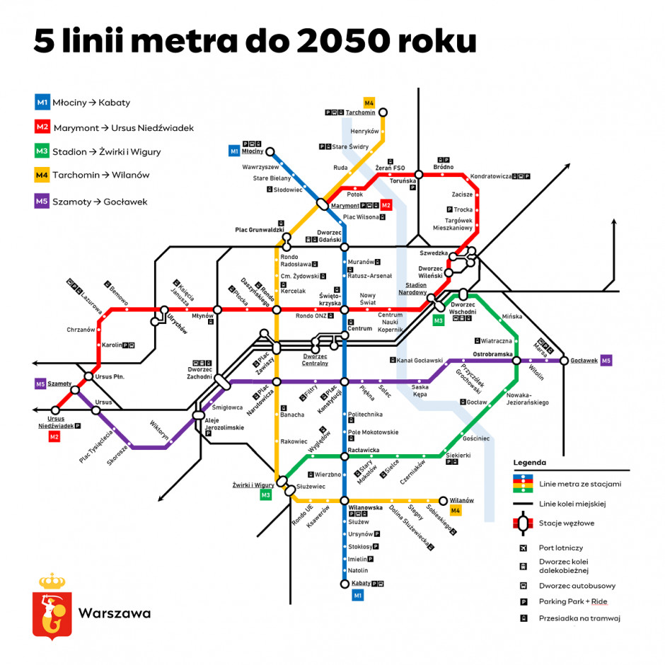 Masterplan rozbudowy warszawskiego metra do 2050 r., fot. UM Warszawa