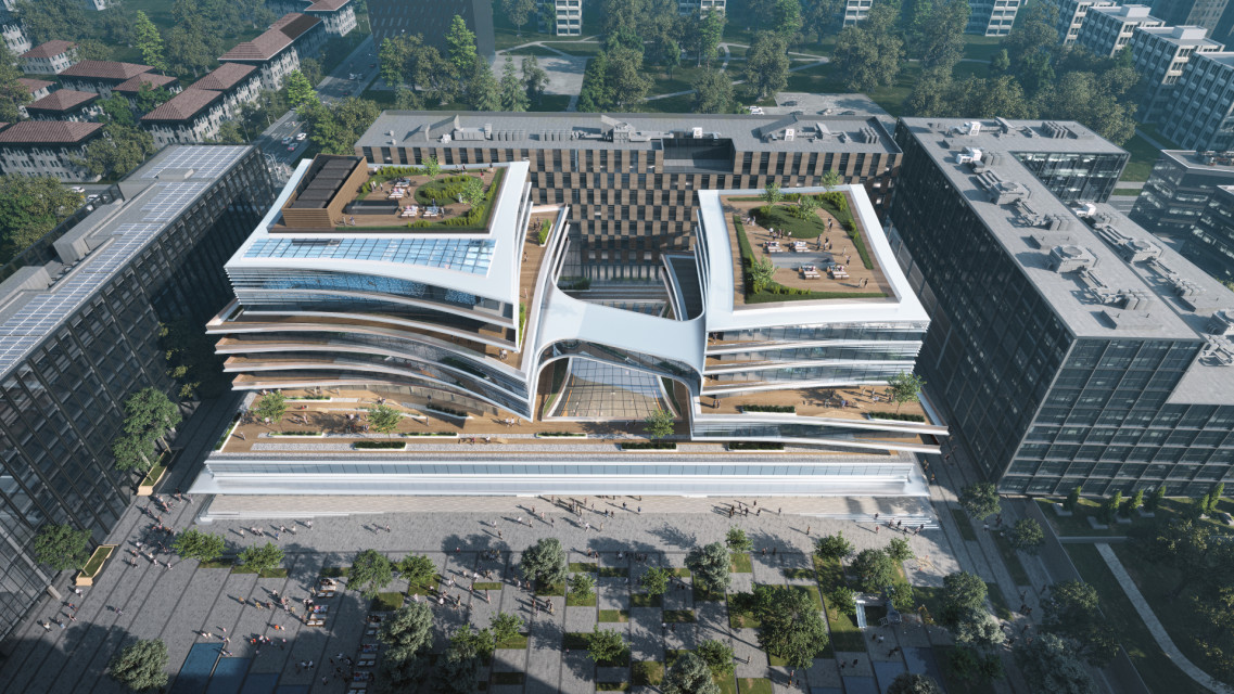 Business Stadium Central w Wilnie, proj. Zaha Hadid Architects, wiz. Frontop