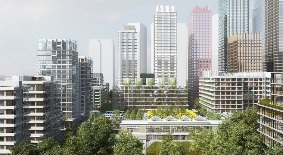 Oto pomysł na Towarową 22 projektu JEMS Architekci. Powstaną aż trzy wieżowce i będzie zielono