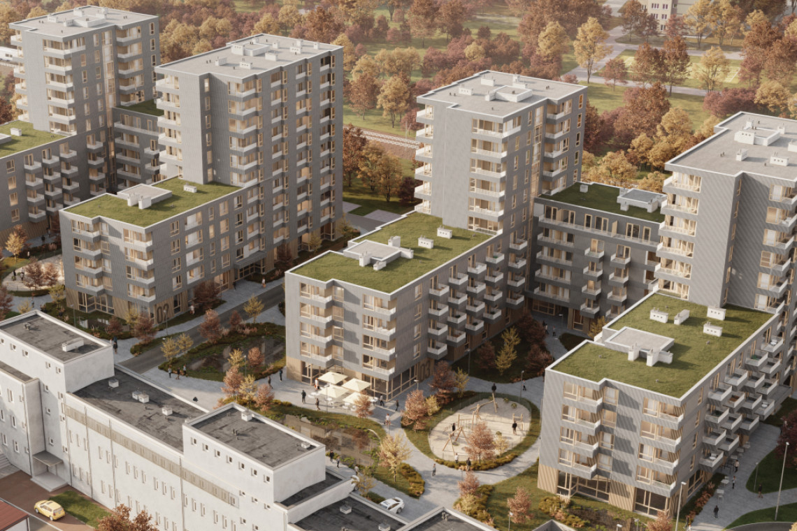 Projektowane osiedle zostanie naturalnie „powiązane” z istniejącymi terenami parkowo-rekreacyjnymi w sąsiedztwie, fot. UM Warszawa